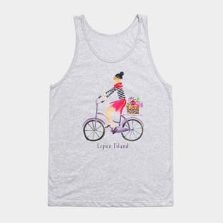 Lopez Island, San Juan Islands, WA Cute Girl on a Bike Tank Top